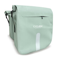 Cycloni Flow Dubbele Fietstas 48L - Mint Groen - Waterdicht Rolltop - voor E-bike