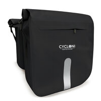 Cycloni Flow Dubbele Fietstas 48L - Zwart - Waterdicht Rolltop - voor E-bike