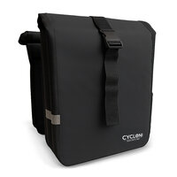 Cycloni Glide Waterdichte Dubbele Fietstas 48L - Zwart - Rolltop Design