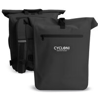 Cycloni Dash Waterdichte Fietstas 28L - Zwart - Pakaftas & Rugtas met Laptopvak
