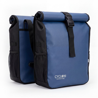 Cycloni Glide Waterdichte Dubbele Fietstas 48L - Blauw - Rolltop Design