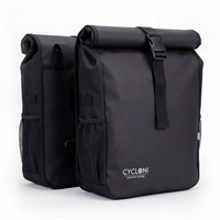 Cycloni Glide Waterdichte Dubbele Fietstas 48L - Zwart - Rolltop Design