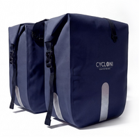 Cycloni Flow Dubbele Fietstas 48L - Blauw - Waterdicht Rolltop - voor E-bike