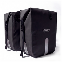 Cycloni Flow Dubbele Fietstas 48L - Zwart - Waterdicht Rolltop - voor E-bike