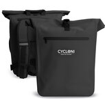 Cycloni Dash Waterdichte Fietstas 28L - Zwart - Pakaftas &amp; Rugtas met Laptopvak