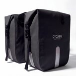 Cycloni Flow Dubbele Fietstas 48L - Zwart - Waterdicht Rolltop - voor E-bike