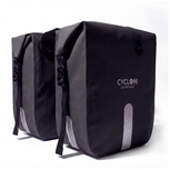 Cycloni Flow Dubbele Fietstas 48L - Zwart - Waterdicht Rolltop - voor E-bike