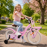 Cycloni Kinderfiets 16 inch Meisjesfiets - Roze - Inclusief Zijwieltjes