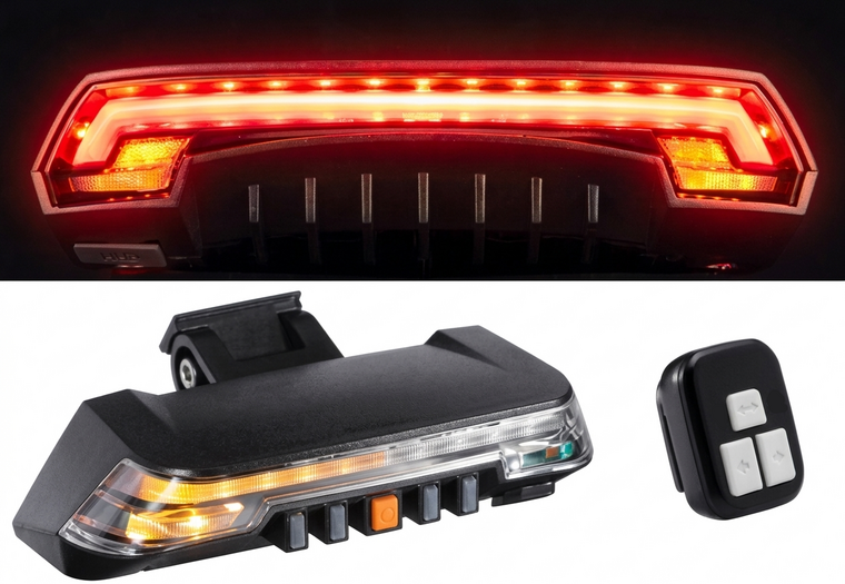 Achterlicht + Knipperlicht - Cycloni - Universeel E-step / E-bike LED BL03 + Afstandsbediening