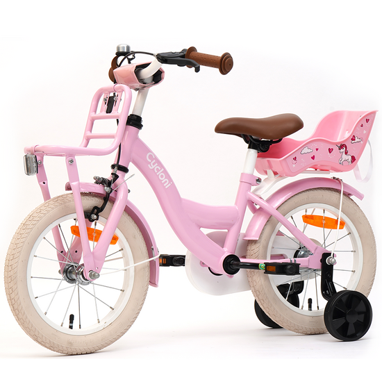 Cycloni Kinderfiets - 14 inch - Roze met Zitje &ndash; Inclusief Zijwieltjes