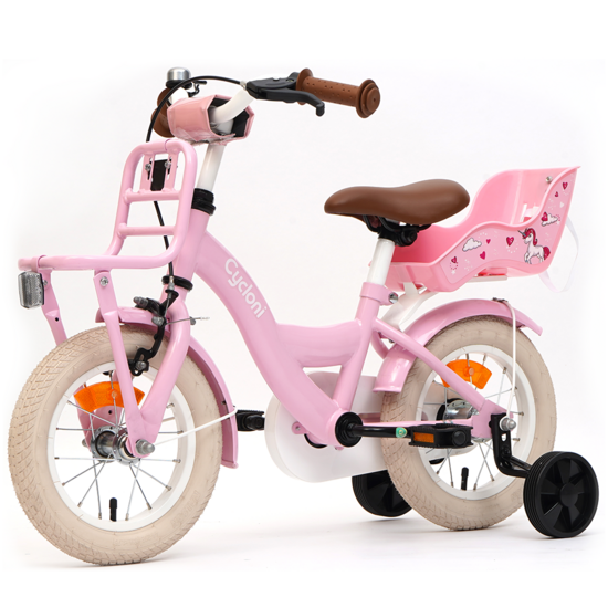 Cycloni Kinderfiets - 12 inch - Roze met Zitje &ndash; Inclusief Zijwieltjes