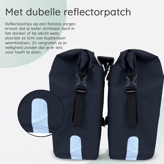 Cycloni Flow Dubbele Fietstas 48L - Blauw - Waterdicht Rolltop - voor E-bike