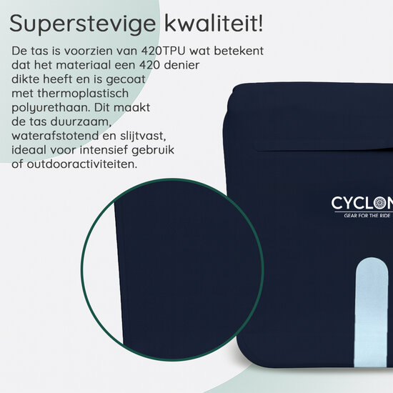Cycloni Flow Dubbele Fietstas 48L - Blauw - Waterdicht Rolltop - voor E-bike