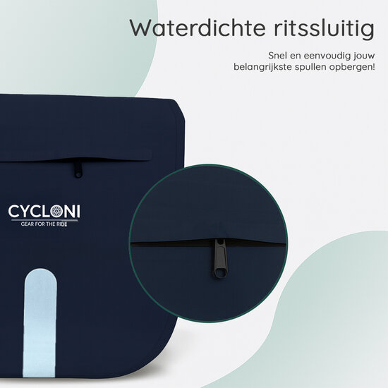 Cycloni Flow Dubbele Fietstas 48L - Blauw - Waterdicht Rolltop - voor E-bike