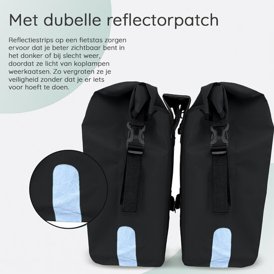 Cycloni Flow Dubbele Fietstas 48L - Zwart - Waterdicht Rolltop - voor E-bike