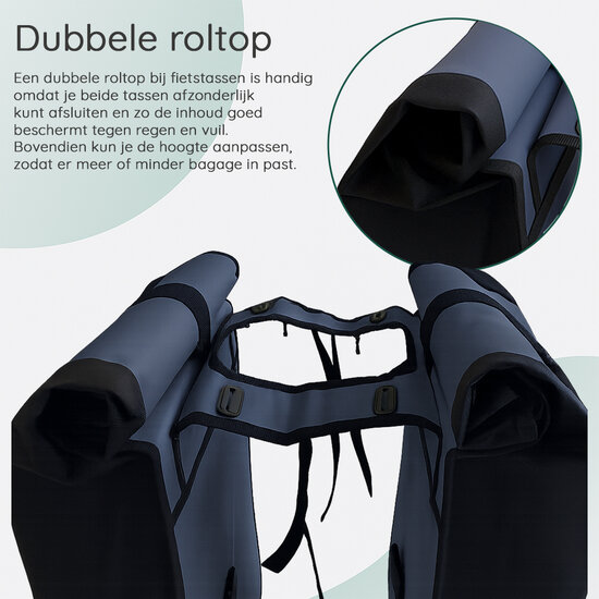 Cycloni Glide Waterdichte Dubbele Fietstas 48L - Blauw - Rolltop Design