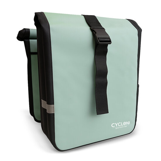 Cycloni Glide Waterdichte Dubbele Fietstas 48L - Mint Groen - Rolltop Design