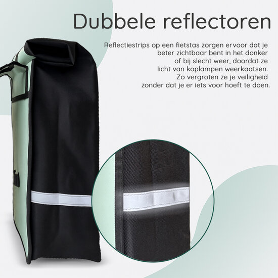 Cycloni Glide Waterdichte Dubbele Fietstas 48L - Mint Groen - Rolltop Design