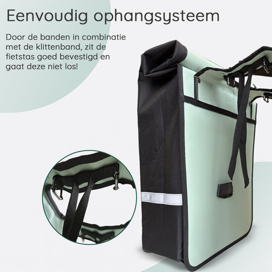 Cycloni Glide Waterdichte Dubbele Fietstas 48L - Mint Groen - Rolltop Design