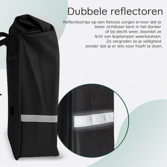Cycloni Glide Waterdichte Dubbele Fietstas 48L - Zwart - Rolltop Design