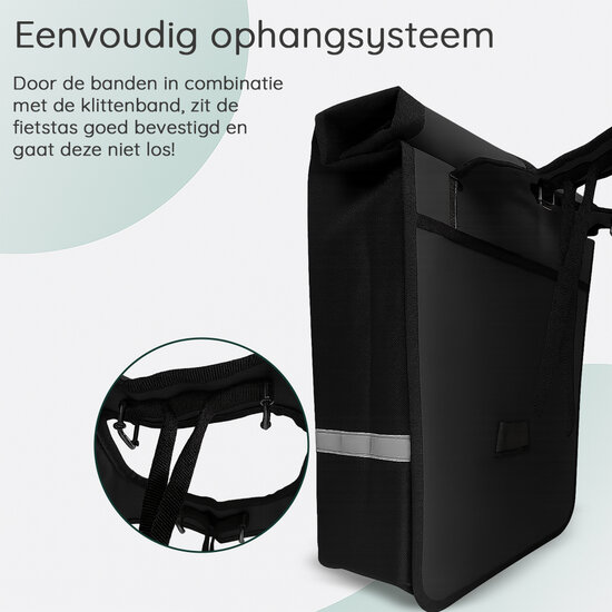 Cycloni Glide Waterdichte Dubbele Fietstas 48L - Zwart - Rolltop Design