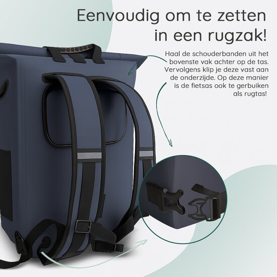 Cycloni Dash Waterdichte Fietstas 28L - Blauw - Pakaftas &amp; Rugtas met Laptopvak