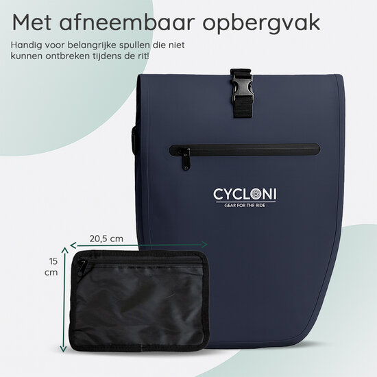 Cycloni Ridge Luxe Fietstas 28L - Waterdichte pakaftas voor E-bike - Blauw