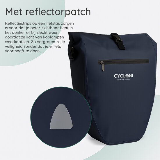 Cycloni Ridge Luxe Fietstas 28L - Waterdichte pakaftas voor E-bike - Blauw