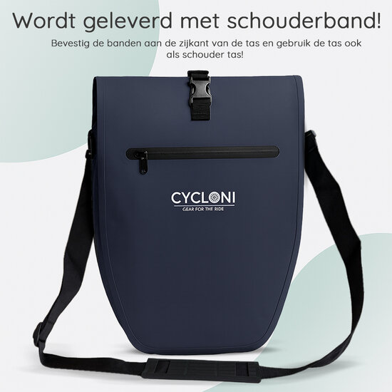 Cycloni Ridge Luxe Fietstas 28L - Waterdichte pakaftas voor E-bike - Blauw