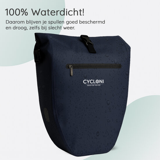 Cycloni Ridge Luxe Fietstas 28L - Waterdichte pakaftas voor E-bike - Blauw