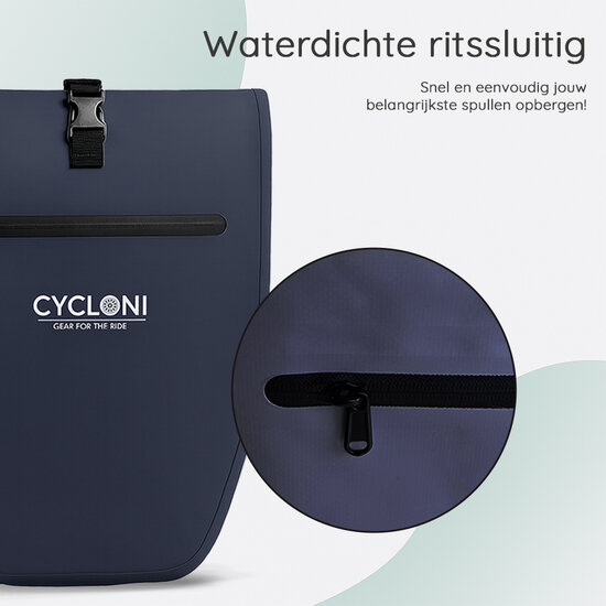 Cycloni Ridge Luxe Fietstas 28L - Waterdichte pakaftas voor E-bike - Blauw