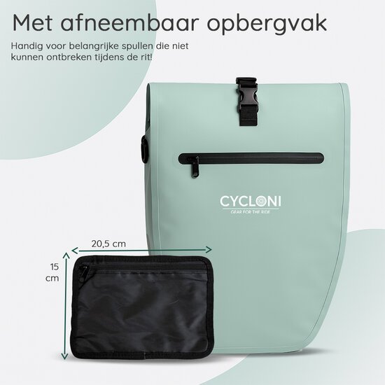Cycloni Ridge Luxe Fietstas 28L - Waterdichte pakaftas voor E-bike - Mint Groen