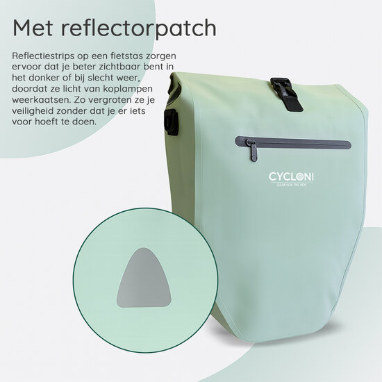 Cycloni Ridge Luxe Fietstas 28L - Waterdichte pakaftas voor E-bike - Mint Groen