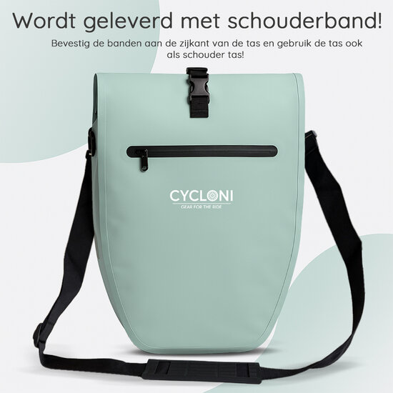 Cycloni Ridge Luxe Fietstas 28L - Waterdichte pakaftas voor E-bike - Mint Groen