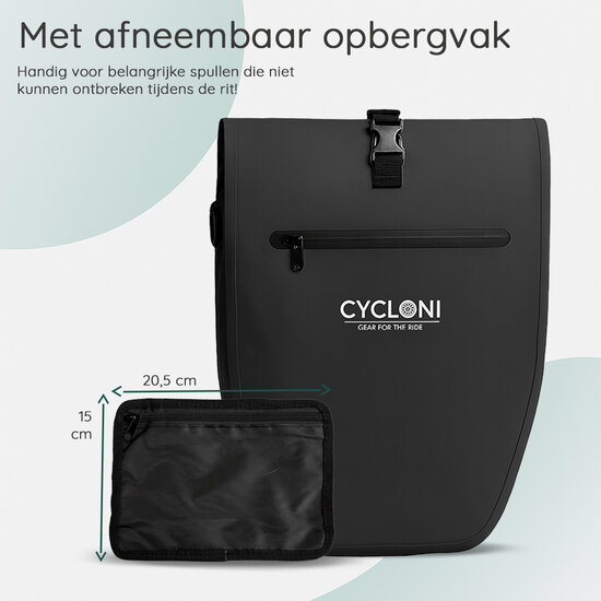 Cycloni Ridge Luxe Fietstas 28L - Waterdichte pakaftas voor E-bike - Zwart