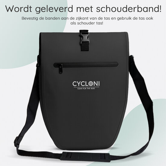 Cycloni Ridge Luxe Fietstas 28L - Waterdichte pakaftas voor E-bike - Zwart
