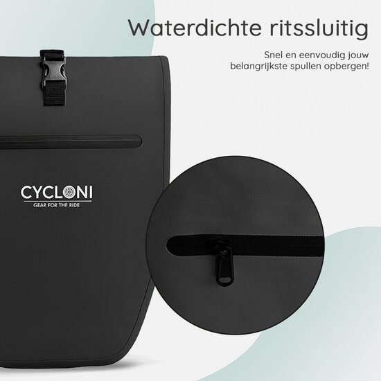 Cycloni Ridge Luxe Fietstas 28L - Waterdichte pakaftas voor E-bike - Zwart