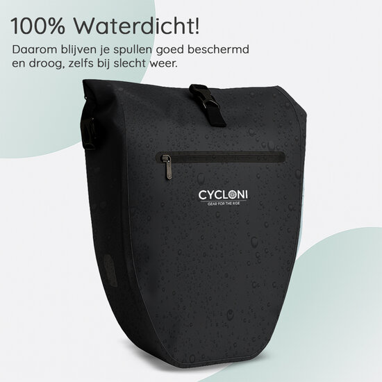 Cycloni Ridge Luxe Fietstas 28L - Waterdichte pakaftas voor E-bike - Zwart