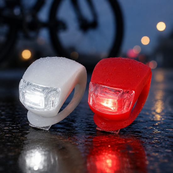 Cycloni Fietsverlichting Set LED - Voor en Achterlicht - Siliconen Stretch Duo - Waterbestendig - Voor Kinderfiets &amp; Stadsf