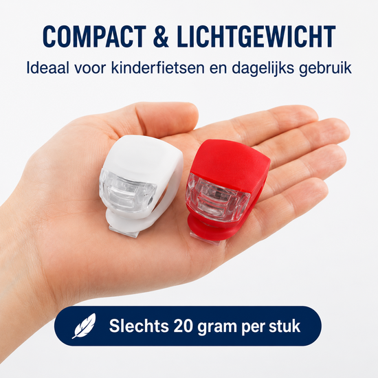 Cycloni Fietsverlichting Set LED - Voor en Achterlicht - Siliconen Stretch Duo - Waterbestendig - Voor Kinderfiets &amp; Stadsf