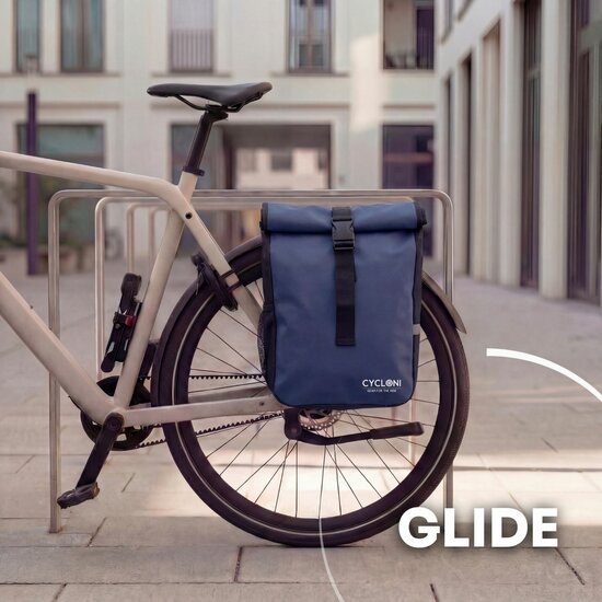 Cycloni Glide Waterdichte Dubbele Fietstas 48L - Blauw - Rolltop Design