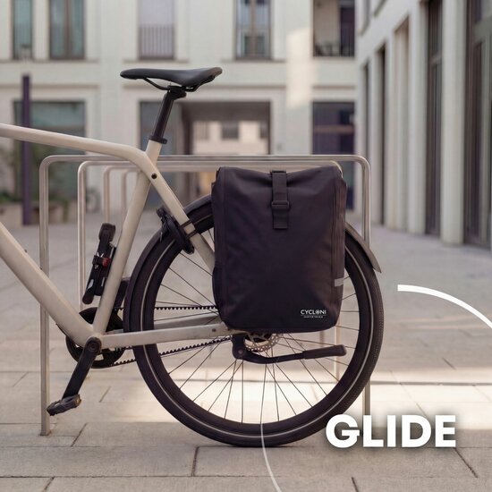 Cycloni Glide Waterdichte Dubbele Fietstas 48L - Zwart - Rolltop Design