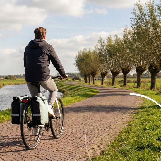 Cycloni Glide Waterdichte Dubbele Fietstas 48L - Mint Groen - Rolltop Design