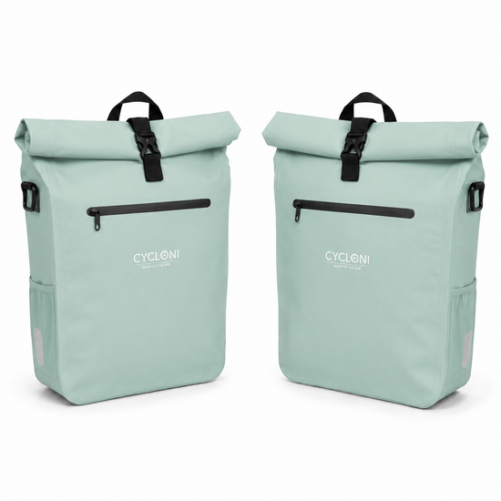 Cycloni DASH Luxe Fietstas - Rugzak - Set van 2 - Afneembaar - 56 Liter - Mint Groen