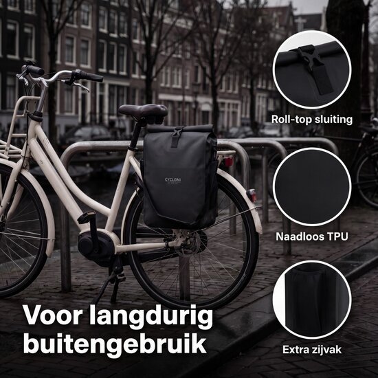 Cycloni CORE Luxe Fietstas Set E-bike - Afneembaar - 56 Liter - Zwart