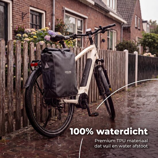 Cycloni Core Waterdichte Fietstas 28L - Zwart - Enkele E-bike Pakaftas met Schouderband