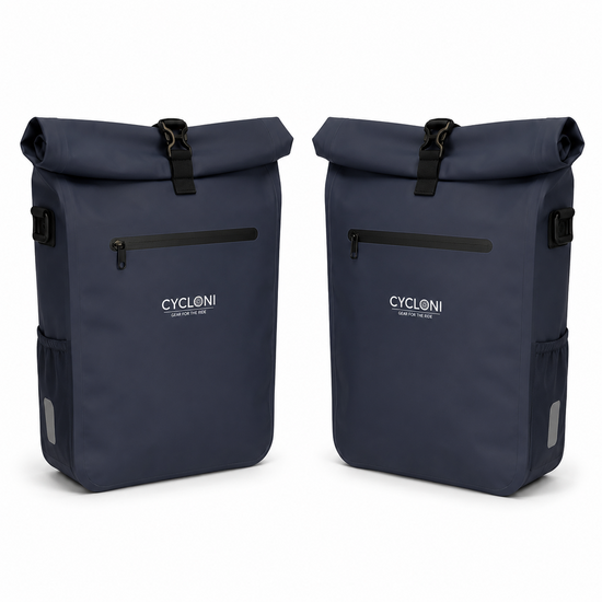 Cycloni DASH Luxe Fietstas - Rugzak - Set van 2 - Afneembaar - 56 Liter - Blauw