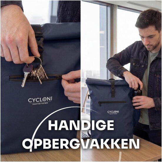 Cycloni DASH Luxe Fietstas - Rugzak - Set van 2 - Afneembaar - 56 Liter - Blauw
