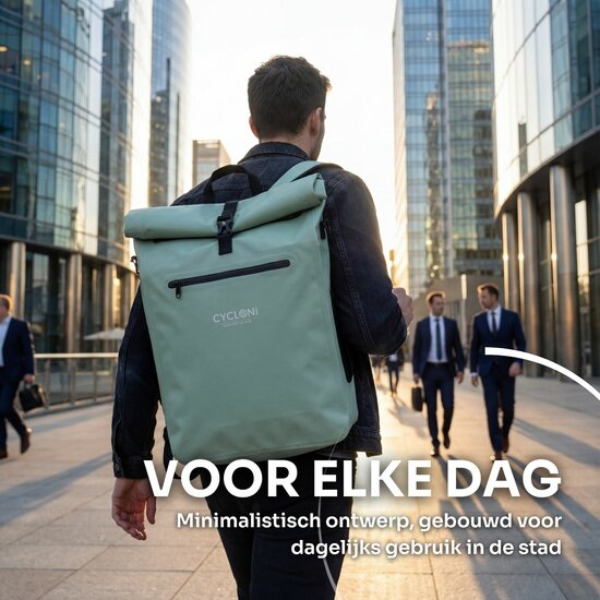 Cycloni Dash Waterdichte Fietstas 28L - Mint Groen - Pakaftas &amp; Rugtas met Laptopvak