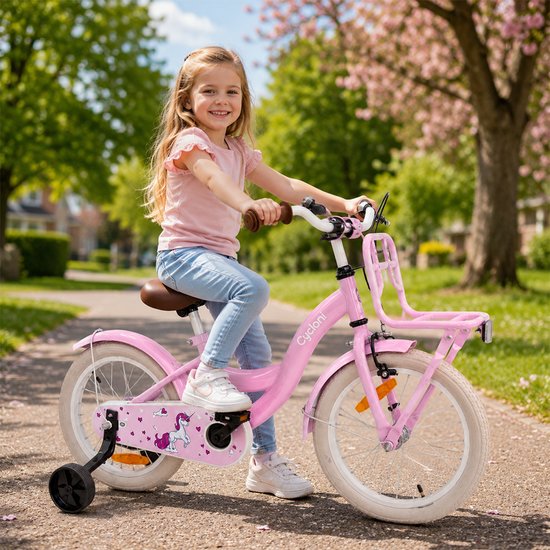 Cycloni Kinderfiets 12 inch Meisjesfiets - Roze - Inclusief Zijwieltjes